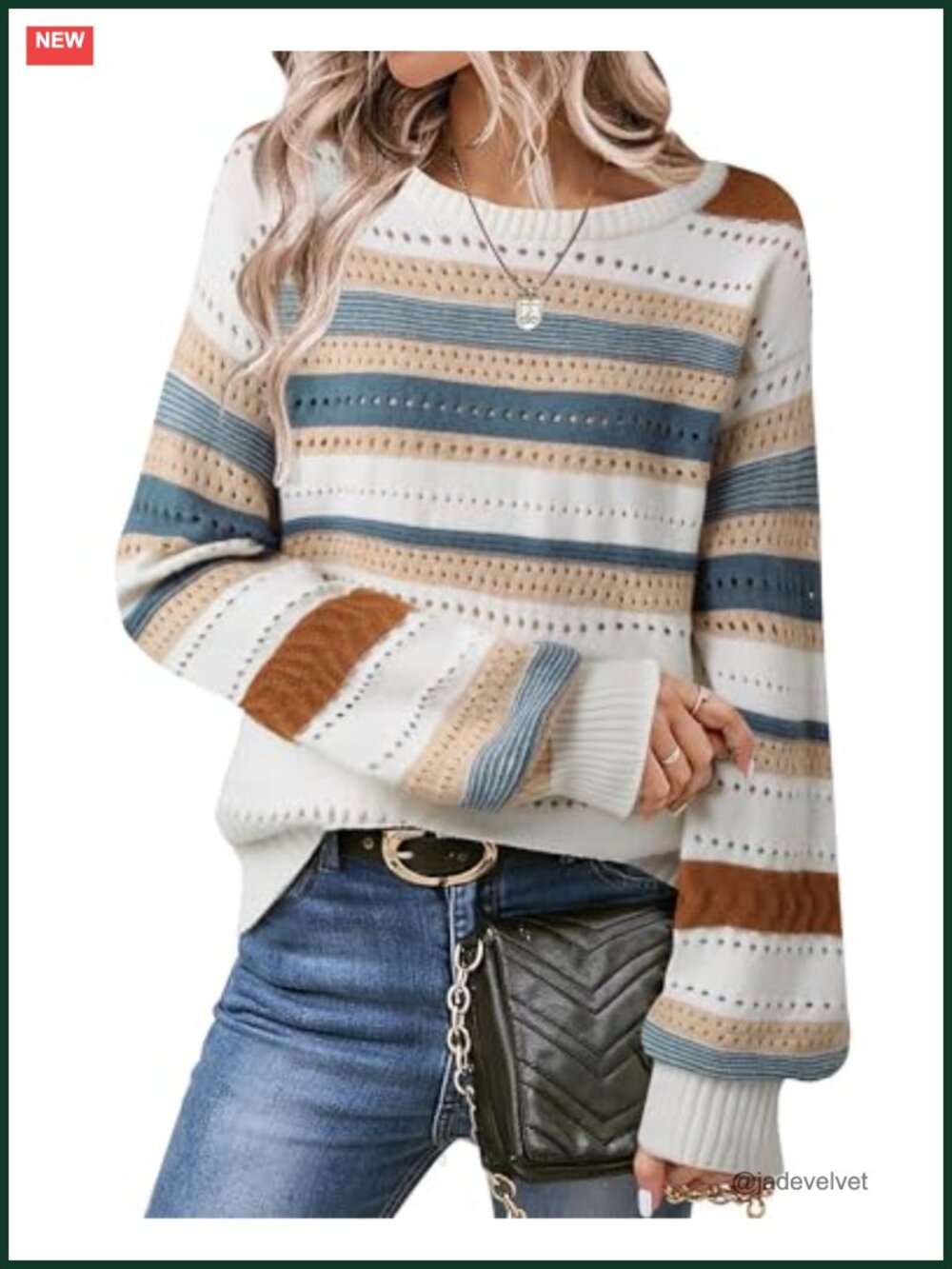 Women's Fair Isle Knit Pullover Sweater Long Sleeve Crewneck Color Block
